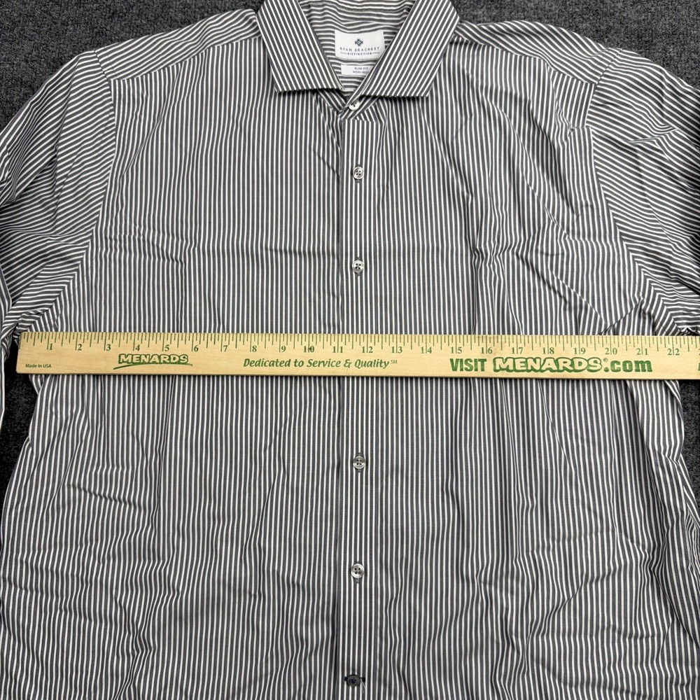 Ryan Seacrest Distinction Men 17.5 Gray Stripe Slim Fit Button Shirt Non iron - Picture 4 of 7
